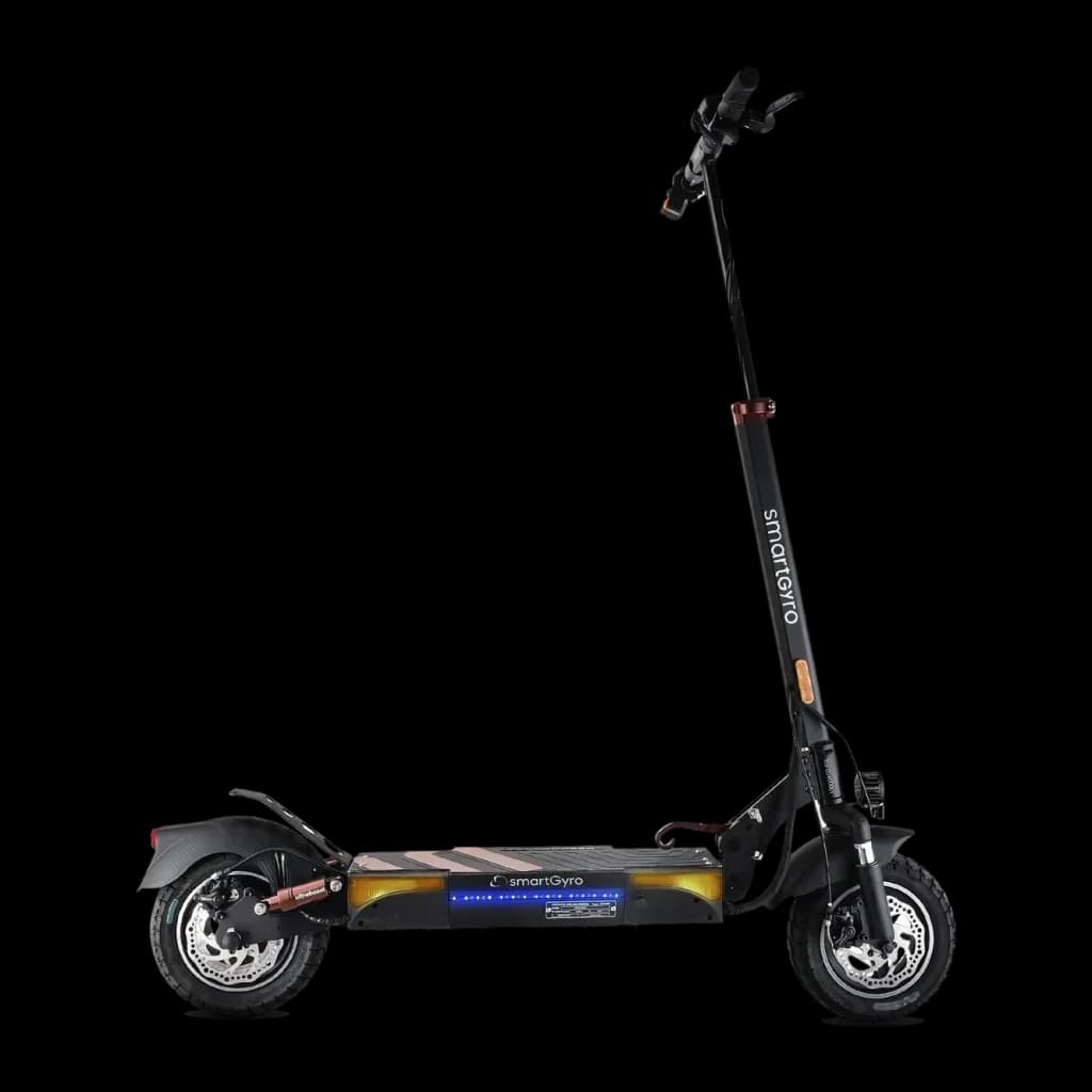 Patinete Eléctrico smartGyro Speedway PRO 800W 60km 25km/h 10 pulgadas Negro, vista trasera: perfil lateral con deck