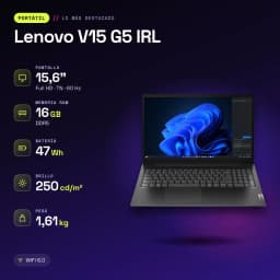 Portátil Lenovo V15 G5 IRL 16GB/512GB SSD 15,6 polegadas FHD Intel Core 5 210H NVMe PCIe 4.0 Sem Sistema Operativo Preto - características