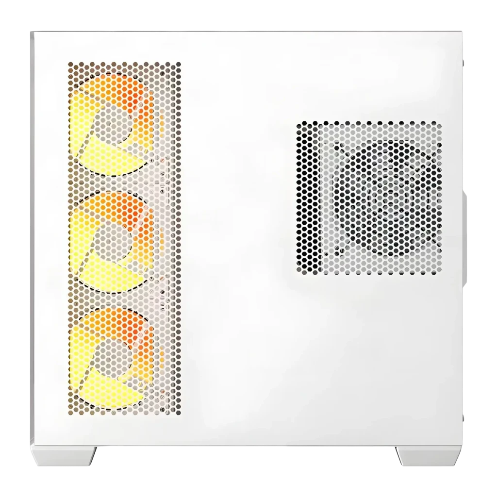 Boîtier PC Darkflash C280 Verre Trempé 270° ATX / E-ATX / M-ATX / ITX Blanc, détail: panneau latéral blanc avec grille