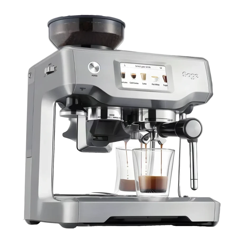 Cafetera Express Sage Appliances Barista Touch SES880BSS4EEU1 Acero Inoxidable, detalle: pantalla táctil con menú de bebidas