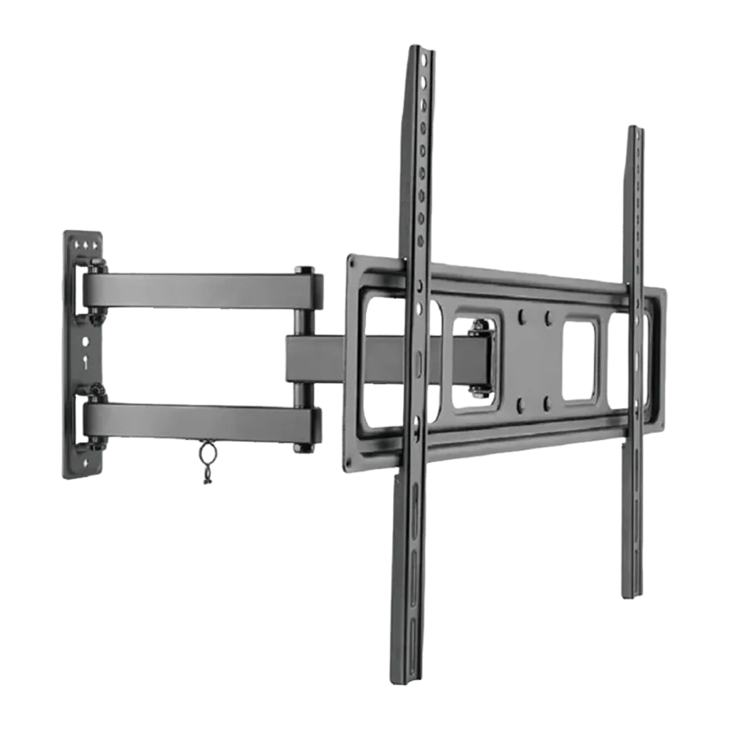 Support TV Equip Noir Mural Articulé Pivotant et Inclinable 37-70 pouces 650342, vue de face: double bras articulé déployé