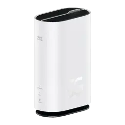 ZTE Hyperbox 5G Lite MC8810 blanco, router vertical con carcasa lisa, ranuras de ventilación negras superiores y LEDs frontales Network, WiFi y Power
