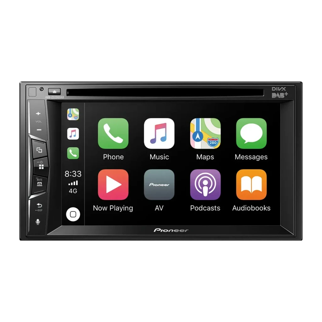 Autorradio Pioneer Negro CarPlay Android Auto 6.2 pulgadas 2DIN AVH-Z3200DAB, vista frontal: pantalla táctil con interfaz