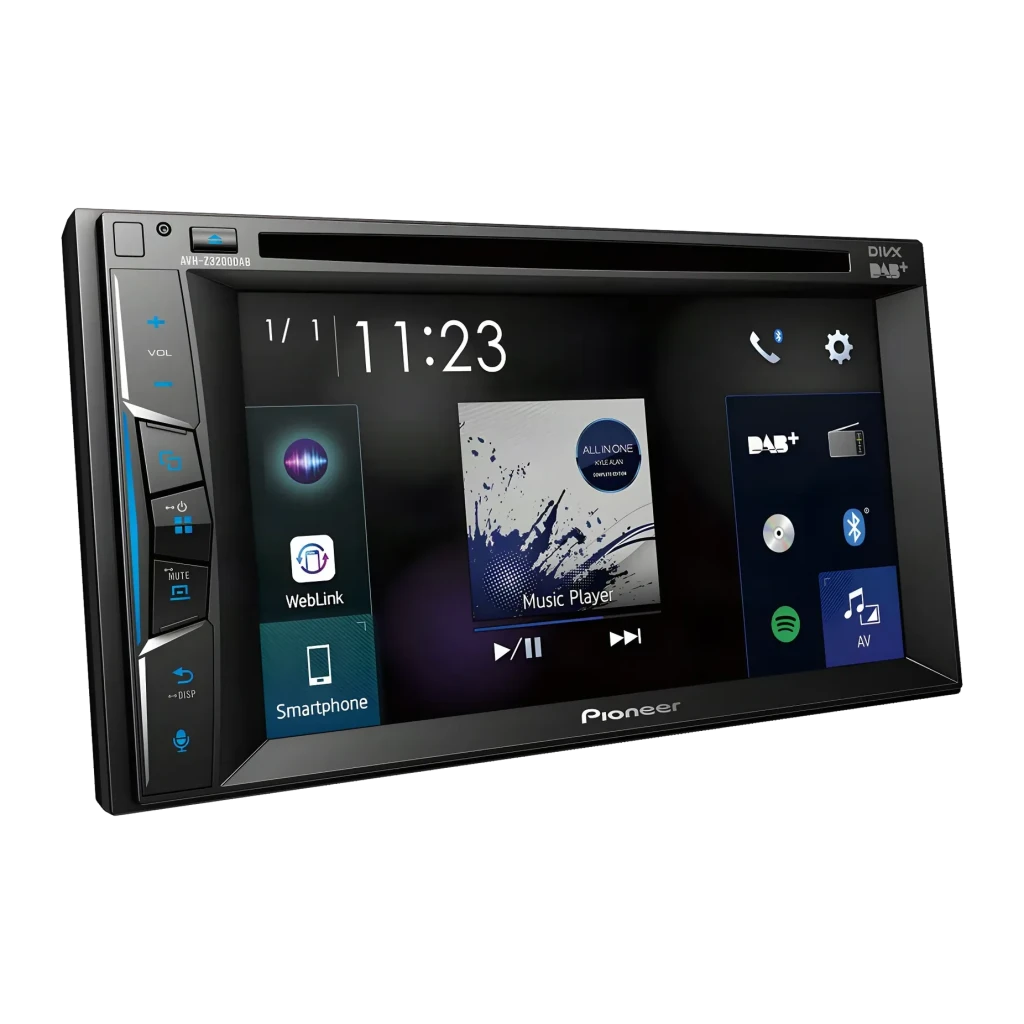 Autorradio Pioneer Negro CarPlay Android Auto 6.2 pulgadas 2DIN AVH-Z3200DAB, detalle: pantalla táctil con menú WebLink