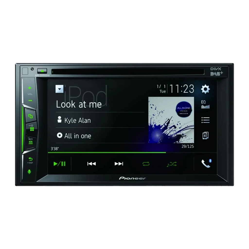 Autorradio Pioneer Negro CarPlay Android Auto 6.2 pulgadas 2DIN AVH-Z3200DAB, detalle: pantalla táctil con reproductor iPod
