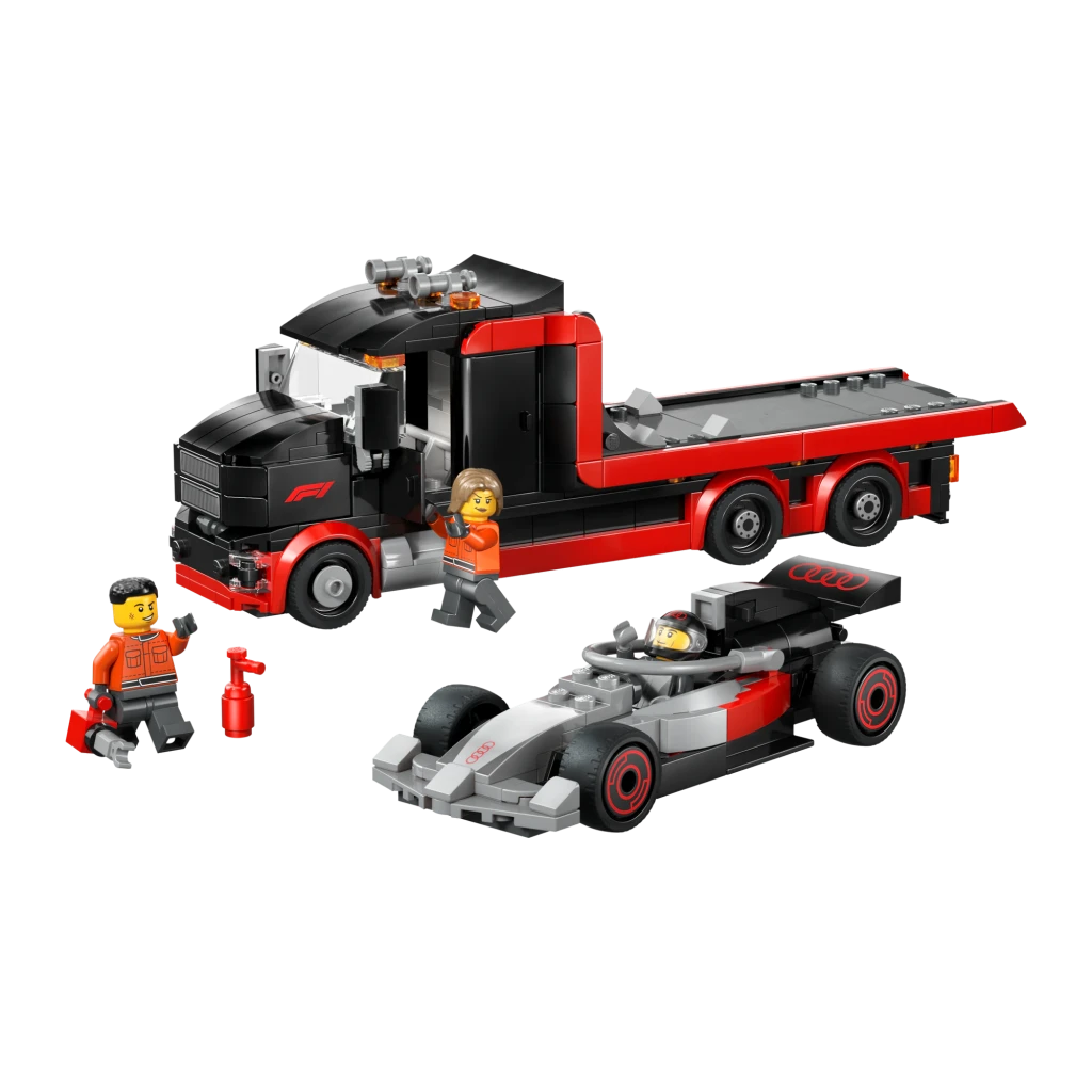 Set de construction LEGO City Camion d'Exposition F1 avec Voiture de Course Audi F1 60493 508 pièces 7+ ans, vue de face