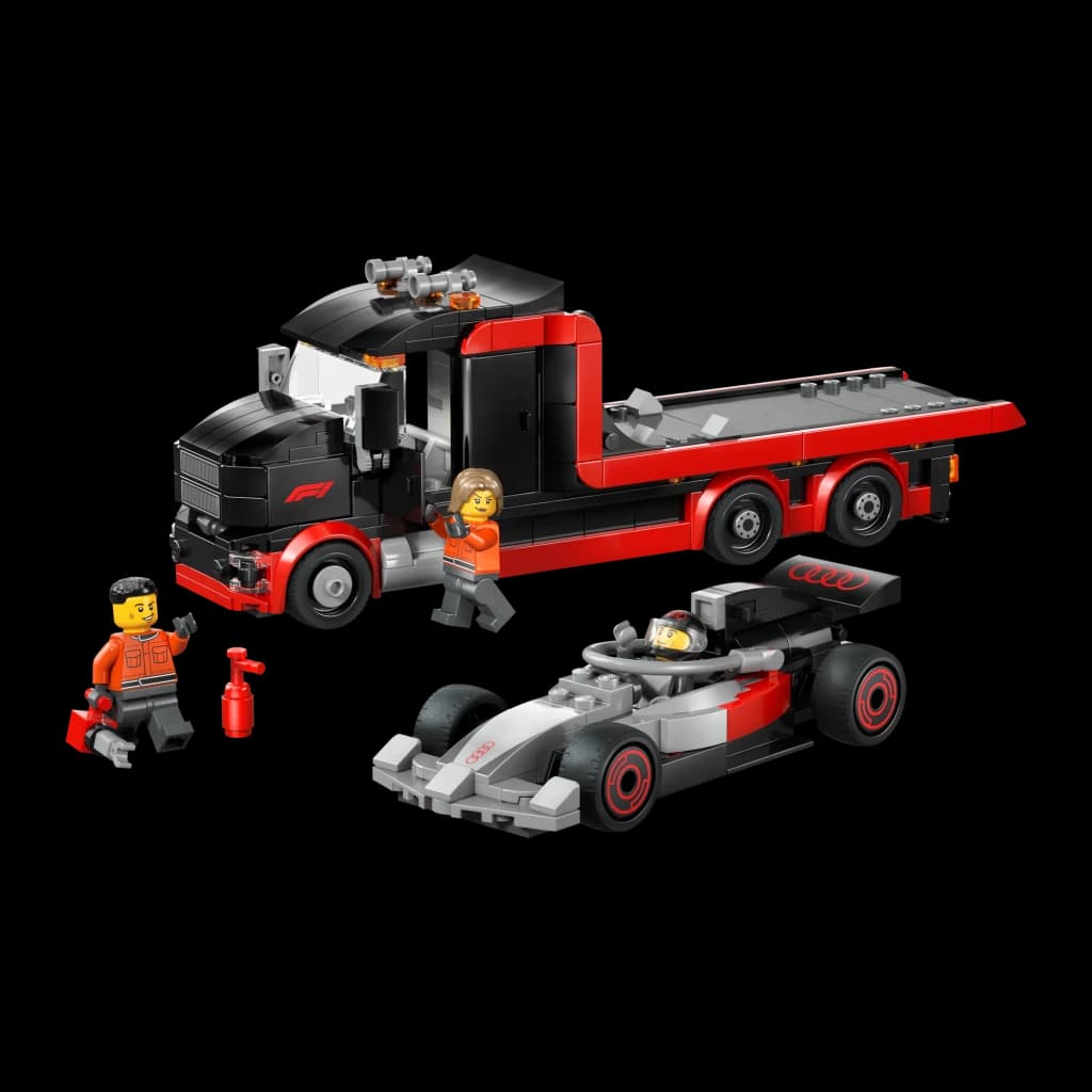 Set de construction LEGO City Camion d'Exposition F1 avec Voiture de Course Audi F1 60493 508 pièces 7+ ans, vue de face