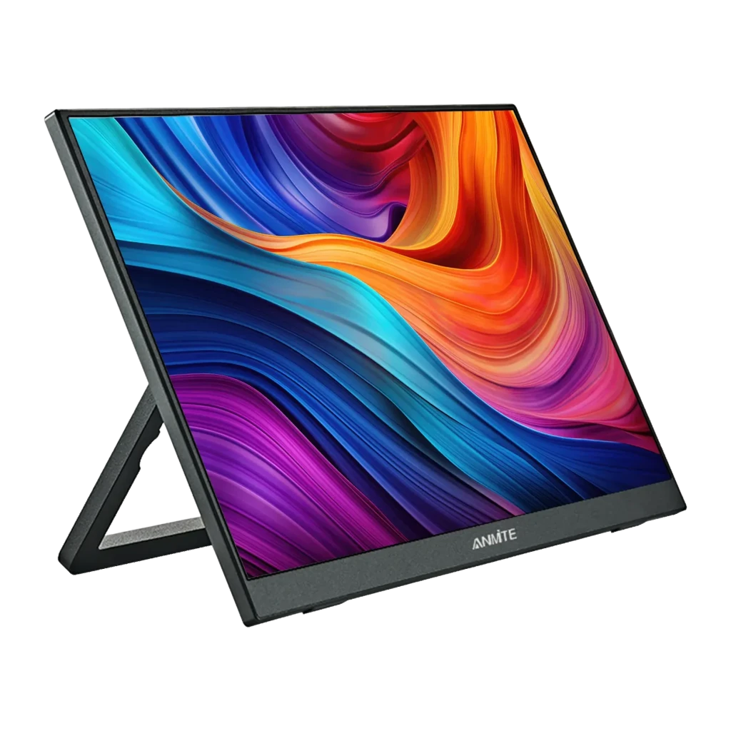 Moniteur portable tactile Anmite 14 pouces Full HD 1920×1080 IPS 60Hz 5ms Noir A140W03T, vue frontale: écran IPS avec image