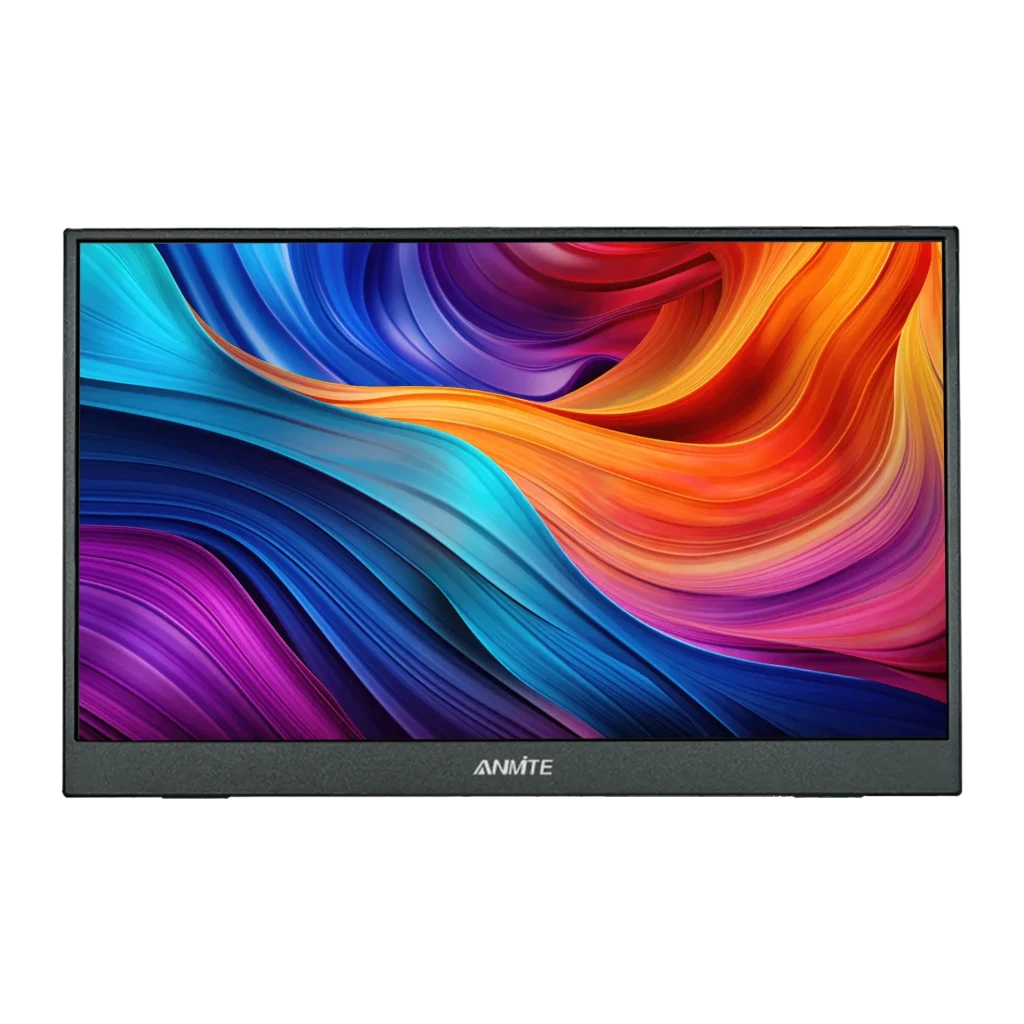 Moniteur portable tactile Anmite 14 pouces Full HD 1920×1080 IPS 60Hz 5ms Noir A140W03T, détail: écran frontal affichant