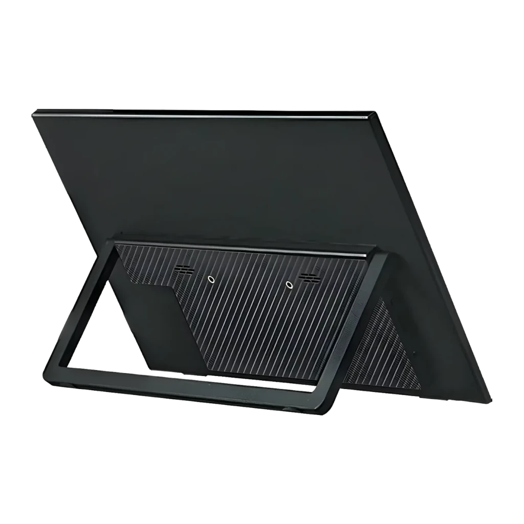 Moniteur portable tactile Anmite 14 pouces Full HD 1920×1080 IPS 60Hz 5ms Noir A140W03T, vue arrière: coque noire lisse