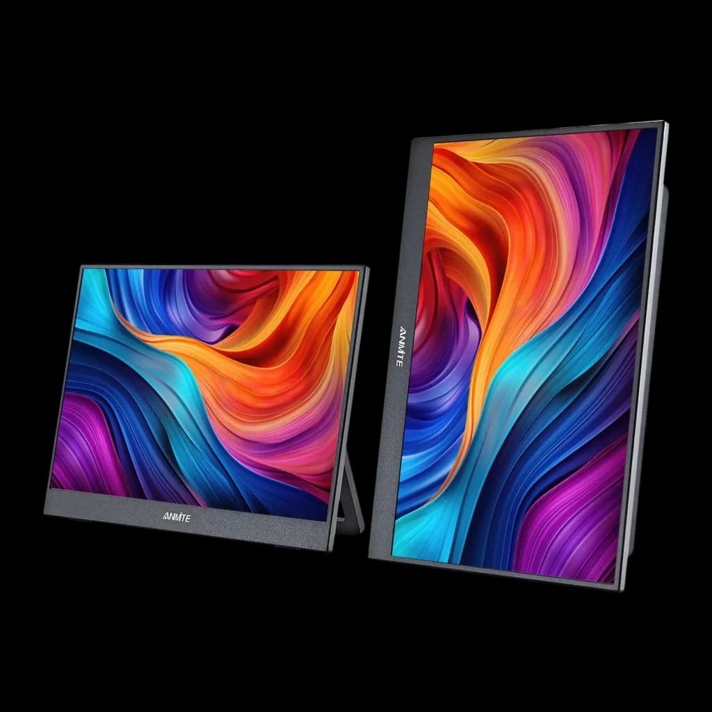Moniteur portable tactile Anmite 14 pouces Full HD 1920×1080 IPS 60Hz 5ms Noir A140W03T, détail: deux unités paysage
