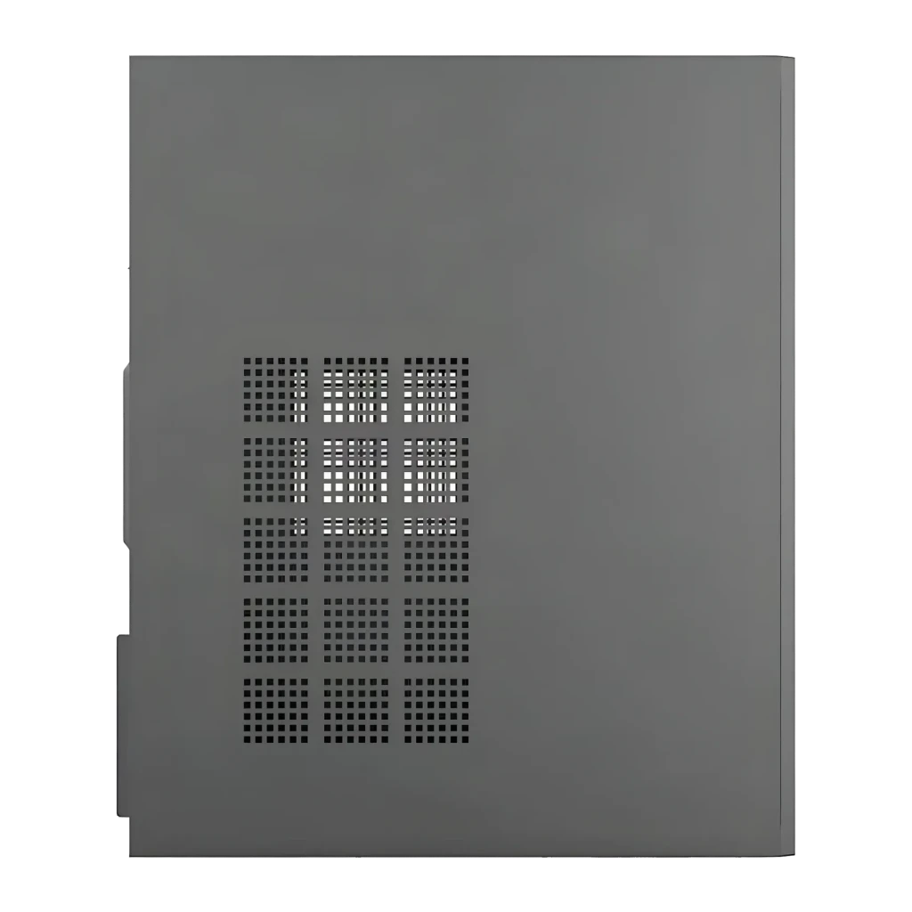 Boîtier PC Darkflash Q15 M-ATX / ITX Noir, détail: panneau latéral avec grilles de ventilation en motif quadrillé