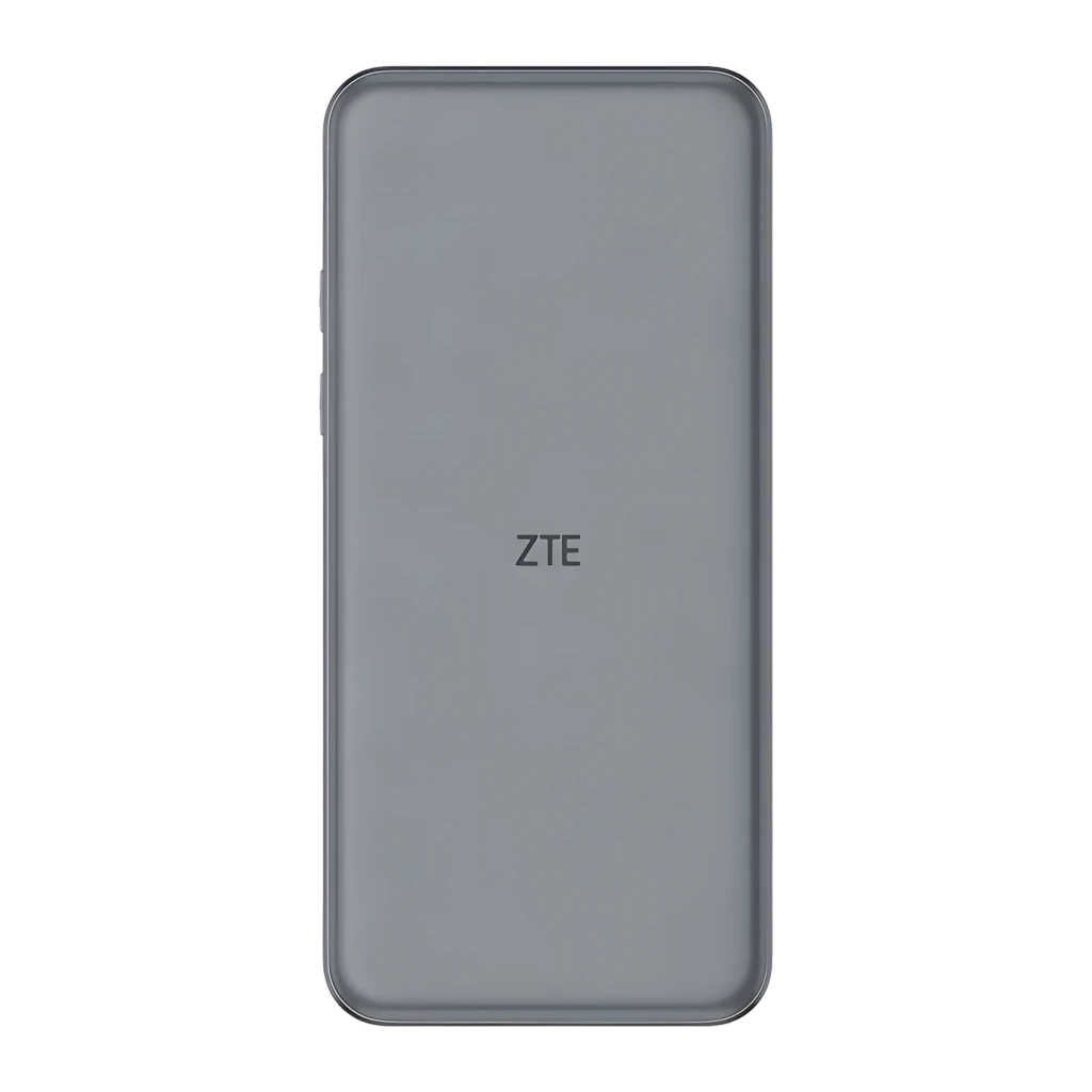 Router móvil ZTE U30 Pro 5G Gris WiFi 6 Doble Banda, vista trasera: tapa lisa con logotipo ZTE centrado y bordes redondeados