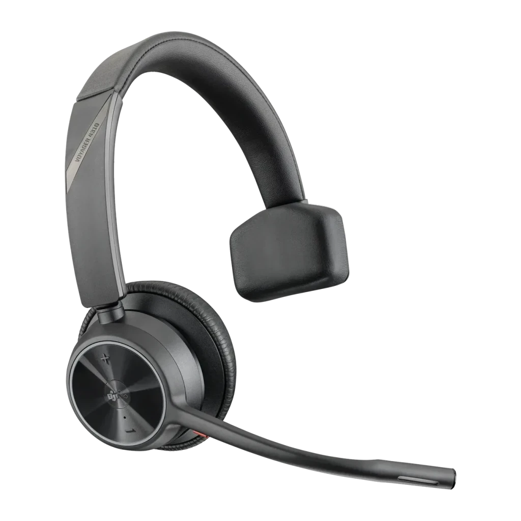 Casque Poly Voyager 4310 Microsoft Teams USB-C Supra-Aural Bluetooth 5.2 24h Noir, détail: vue latérale avec micro-perche