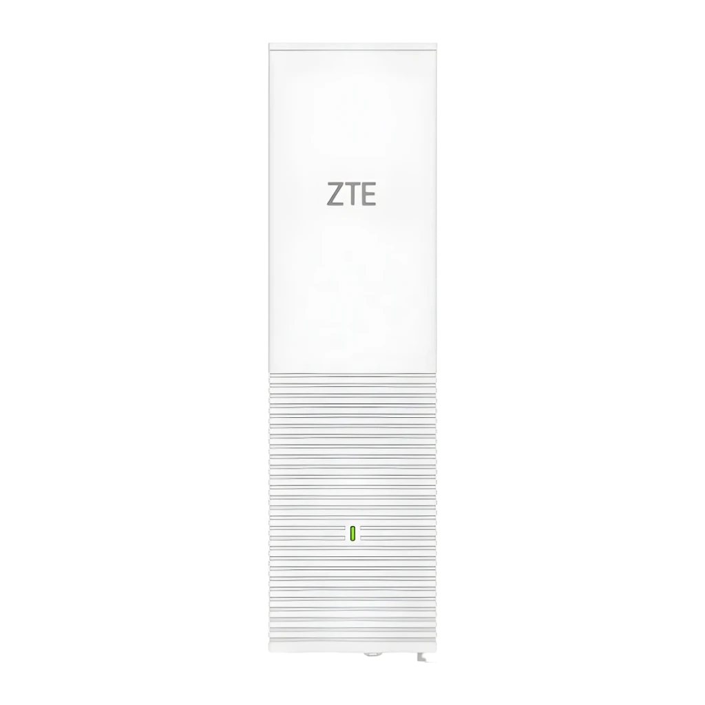 Router ZTE Z3460 Blanco WiFi 7 Triple Banda BE15000, vista frontal: cuerpo vertical con logo ZTE, rejillas y LED verde