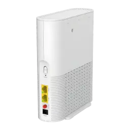 Router ZTE Z3460 Blanco WiFi 7 Triple Banda BE15000, vista trasera lateral: puertos WAN y LAN amarillos, botón WPS