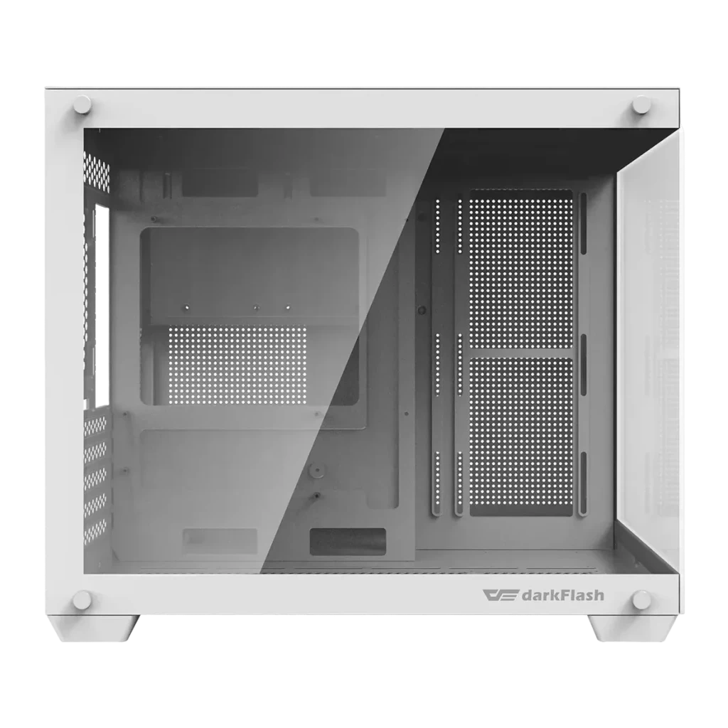 Boîtier PC Darkflash Verre Trempé M-ATX / ITX 370x285x440mm Blanc C285MP, détail: intérieur avec panneaux perforés