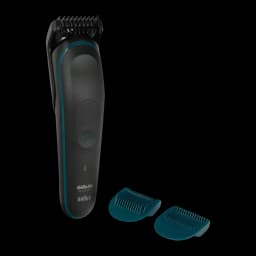 Tondeuse Gillette Intimate Trimmer i5 Sans fil 100min Noir, détail: manche noir avec liseré teal, bouton marche et deux