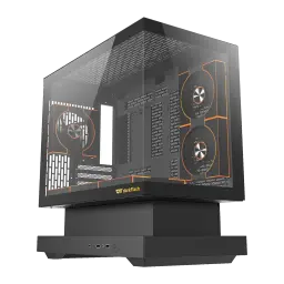 Caja PC Darkflash F1 Cristal Templado ATX/M-ATX/ITX Negro, vista frontal: panel lateral de vidrio, ventiladores con aro