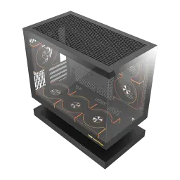 Caja PC Darkflash F1 Cristal Templado ATX/M-ATX/ITX Negro, detalle: interior con ventiladores y panel lateral de vidrio