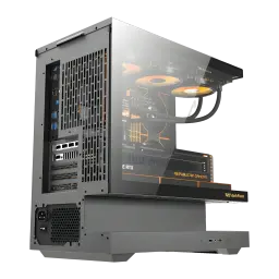 Caja PC Darkflash F1 Cristal Templado ATX/M-ATX/ITX Negro, vista trasera: panel I/O, ranuras PCIe, toma de corriente y panel