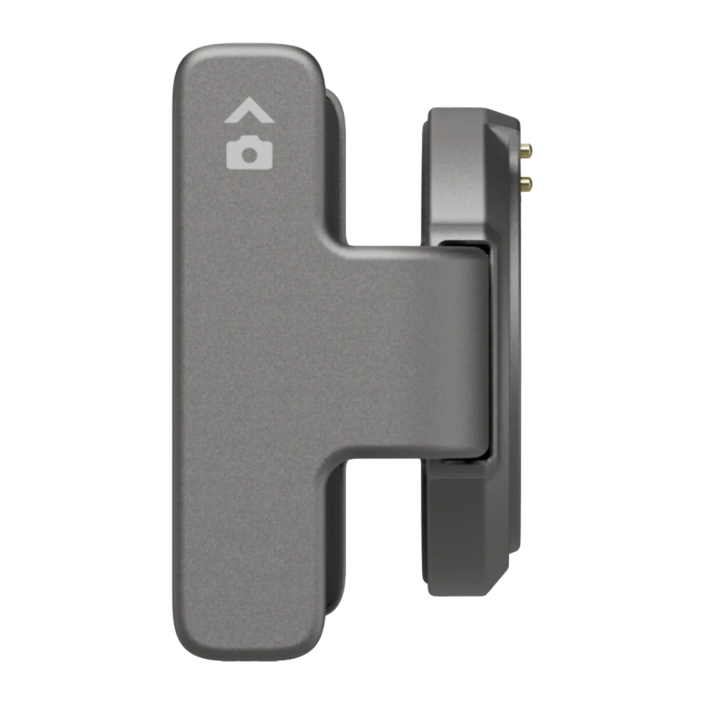 Soporte Magnético DJI para Smartphone Osmo Mobile 7 Gris 170–300 g, detalle lateral: botones de disparo y contactos dorados