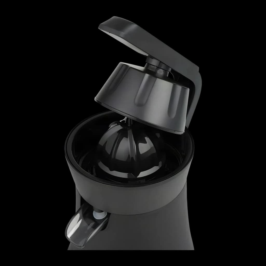 Exprimidor Tristar 120W Negro CP-3015, detalle: tapa abatible abierta, cono exprimidor y recipiente colador visibles