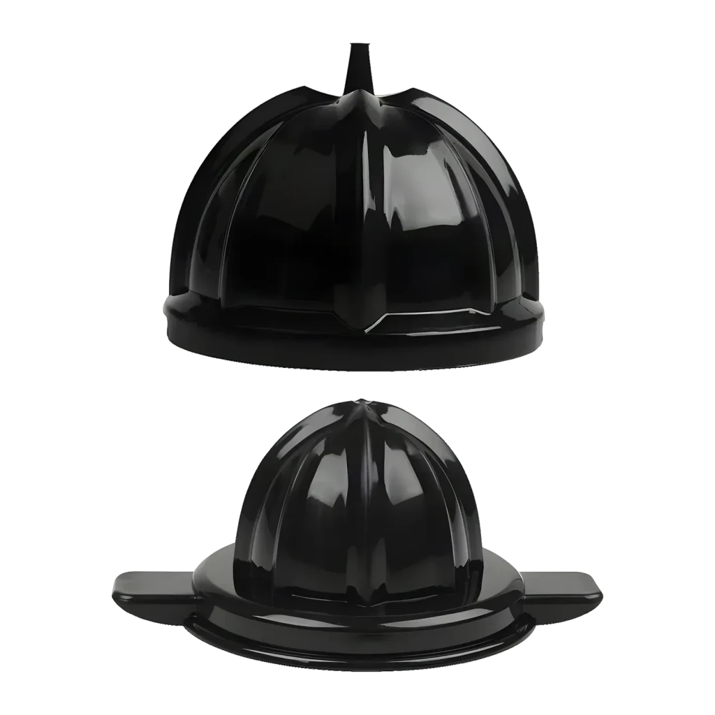 Exprimidor Tristar 120W Negro CP-3015, detalle: dos conos exprimidores negros brillantes separados sobre fondo oscuro