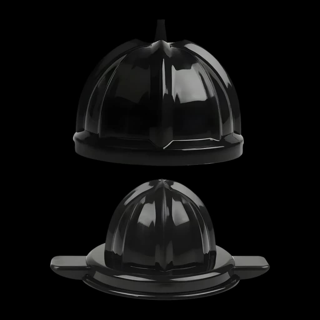 Exprimidor Tristar 120W Negro CP-3015, detalle: dos conos exprimidores negros brillantes separados sobre fondo oscuro