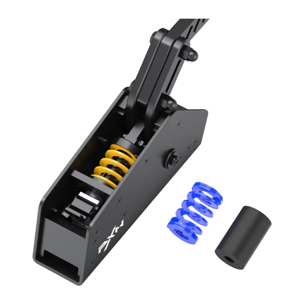 Frein à main PXN HBS USB avec câble Capteur Hall 16 bits 313x178x46mm Noir, détail: ressort jaune intérieur visible, ressort