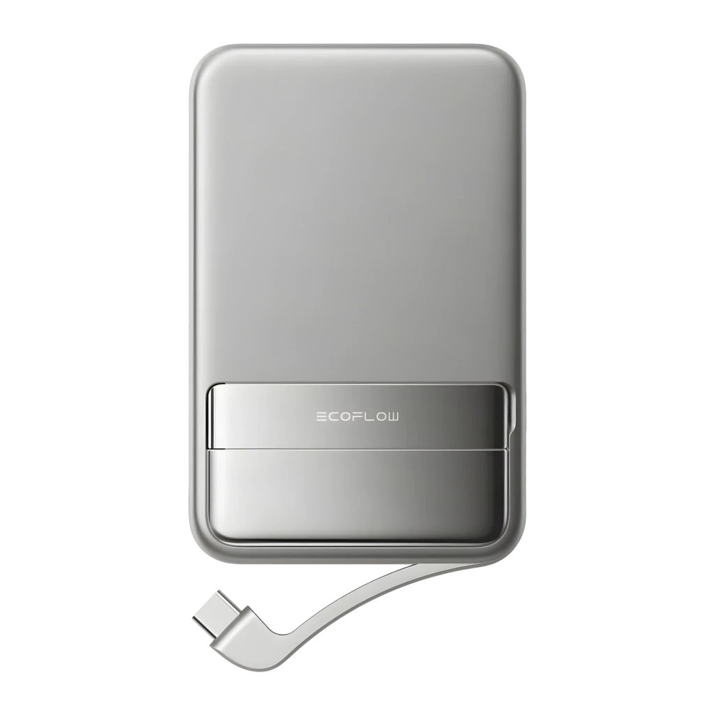 Power Bank EcoFlow RAPID 5000mAh Plata Qi2 15W Cable USB-C integrado 30W