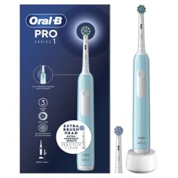 Brosse à Dents Électrique Oral-B Pro Series 1 Oscillante Sans Fil Bleu/Blanc, contenu boîte: brosse, tête Sensitive Clean