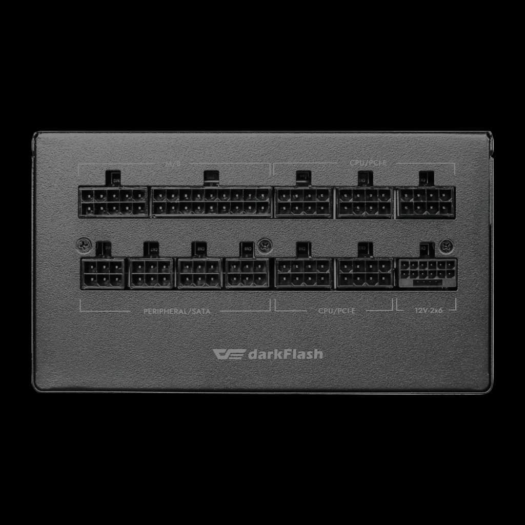 Bloc d'alimentation modulaire Darkflash 1250W 80 Plus Gold noir PMT1250, détail: panneau de connecteurs modulaires CPU/PCIe