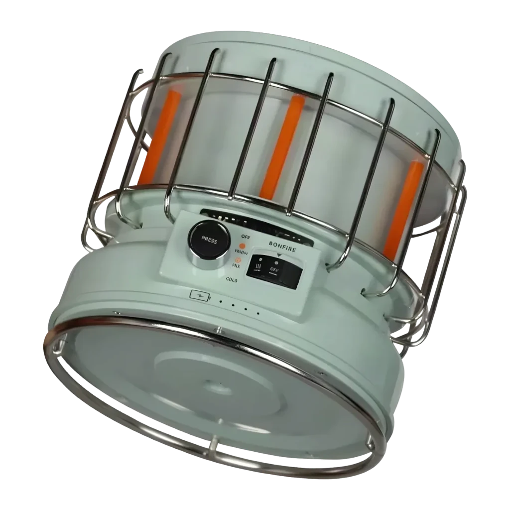 Lámpara de camping Flextail Max Lantern 3 en 1 Verde Recargable USB-C, detalle: panel de control con botón PRESS, modos Warm