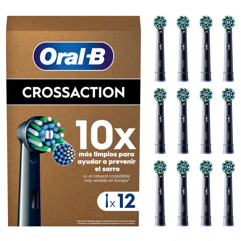 Cabeças de substituição Oral-B Pro CrossAction Pack 12 unidades Preto, conteúdo da caixa: caixa castanha e 12 cabeças pretas