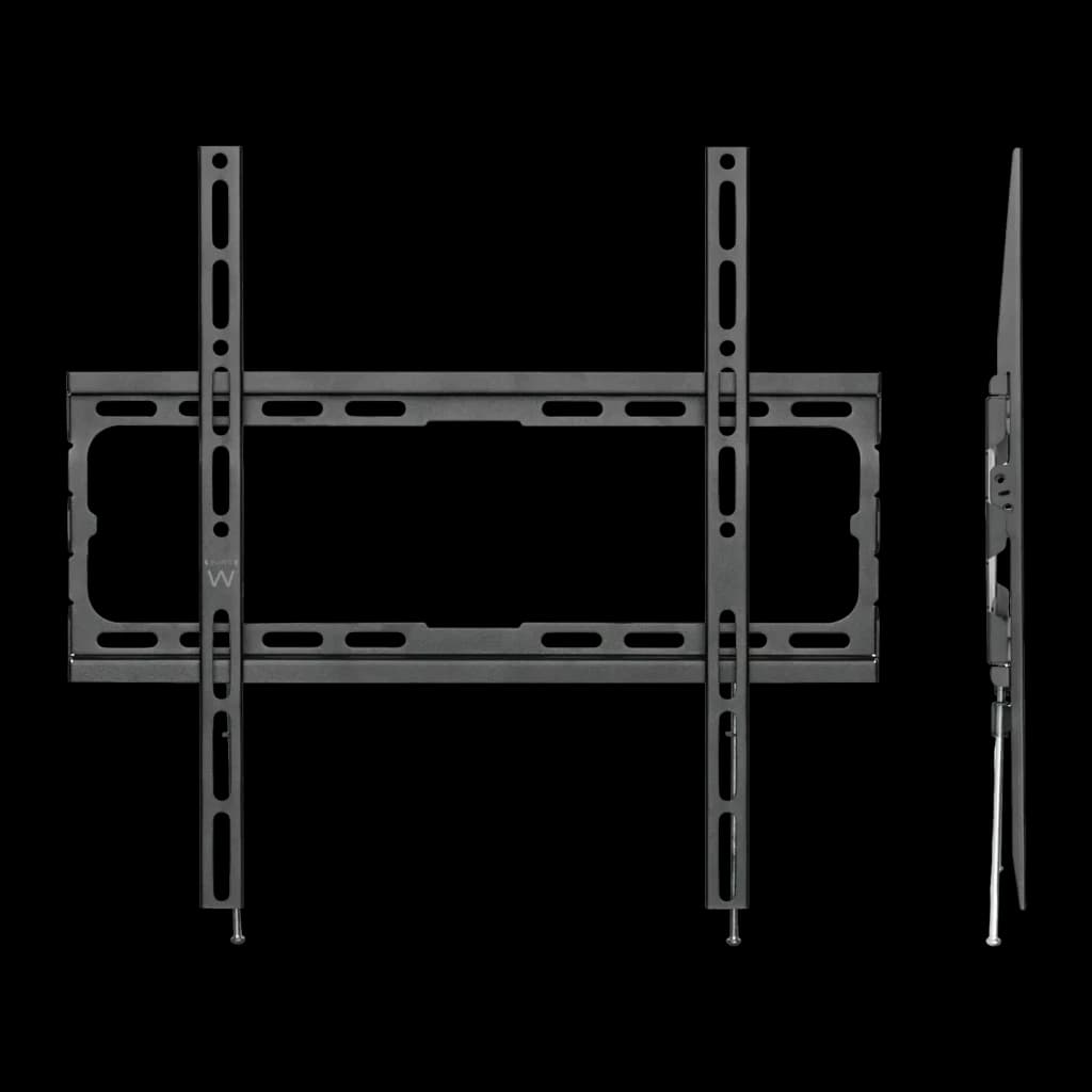 Support TV Ewent Noir Mural Fixe 32-70 pouces EW1502, détail: vue de face et de profil du cadre métallique avec fentes VESA