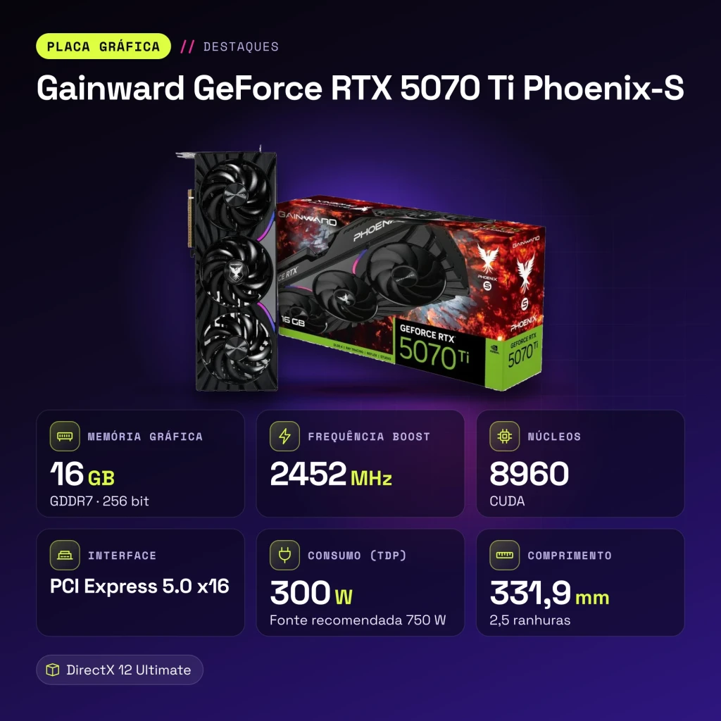 Gainward GeForce RTX 5070 Ti Phoenix-S 16GB GDDR7 - características