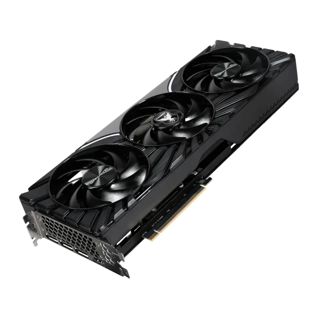 Gainward GeForce RTX 5070 Ti Phoenix-S 16GB GDDR7, vista frontal: triple ventilador negro, logo Phoenix central y bracket