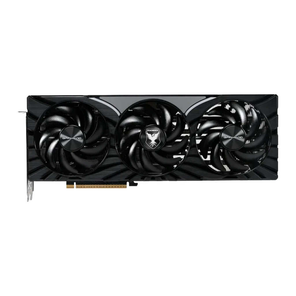 Gainward GeForce RTX 5070 Ti Phoenix-S 16GB GDDR7, detalle: triple ventilador negro con logo Phoenix central y conector PCIe