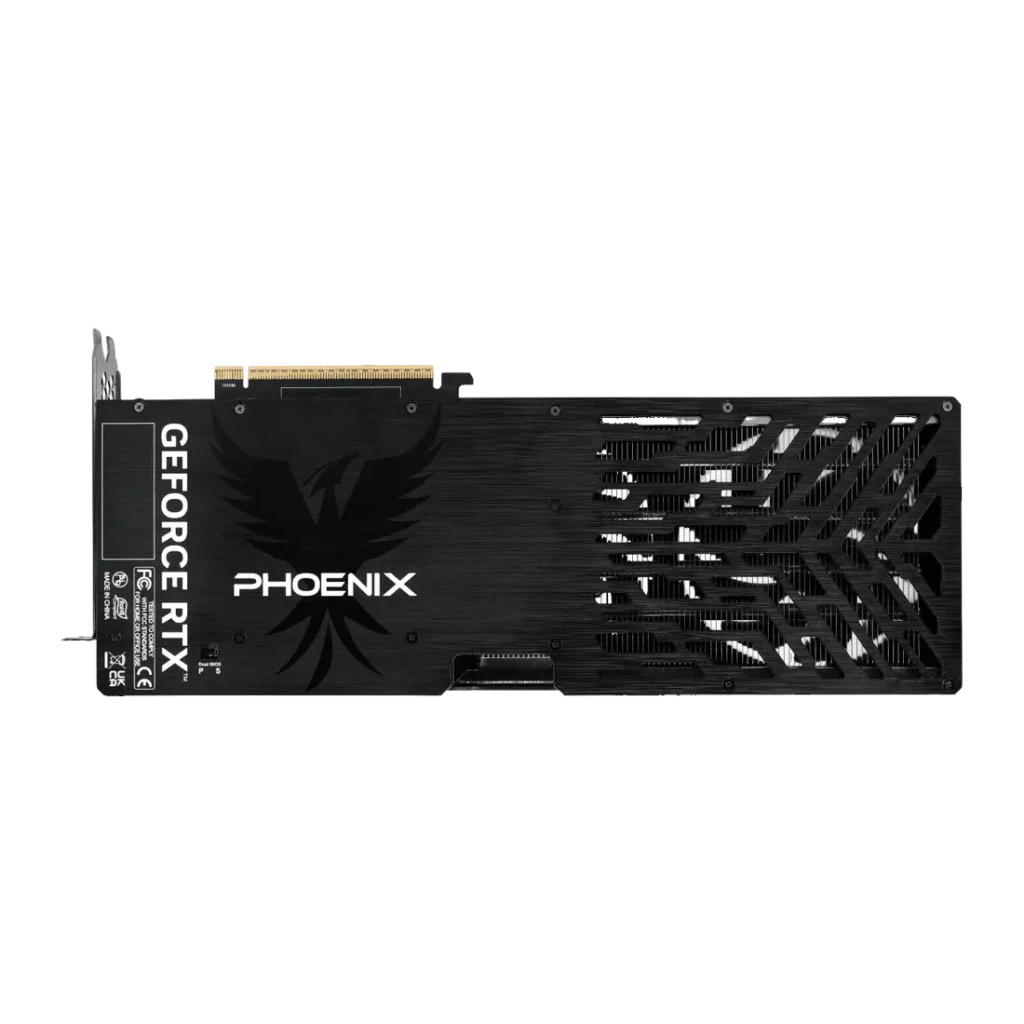 Gainward GeForce RTX 5070 Ti Phoenix-S 16GB GDDR7, vista trasera: backplate negro con logo Phoenix grabado y rejilla