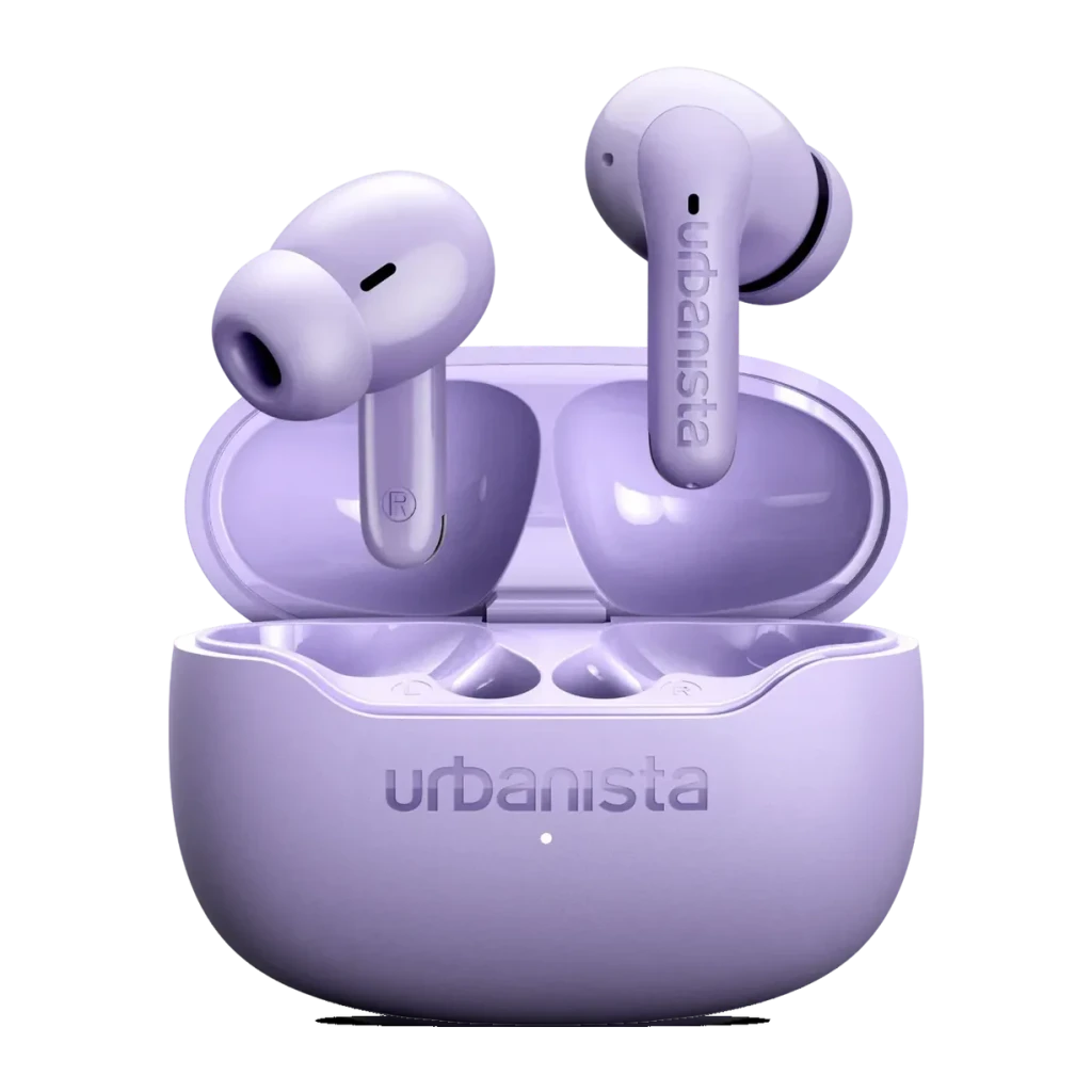 Auriculares Urbanista Palermo Cancelación de Ruido TWS Bluetooth 6.0 Lavanda, vista frontal: ambos earbuds extraídos