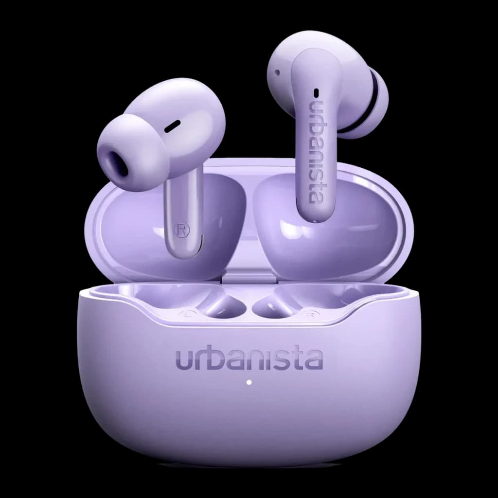 Auriculares Urbanista Palermo Cancelación de Ruido TWS Bluetooth 6.0 Lavanda, vista frontal: ambos earbuds extraídos