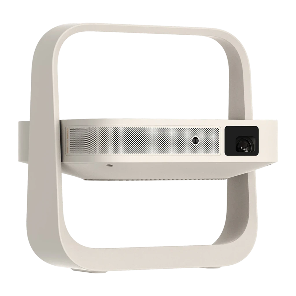 Proyector XGIMI Elfin Flip Plus Full HD 1080p 500 lúmenes ISO LED DLP Google TV Beige, vista frontal: asa rectangular, lente