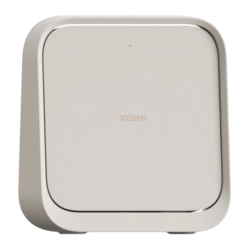 Proyector XGIMI Elfin Flip Plus Full HD 1080p 500 lúmenes ISO LED DLP Google TV Beige, detalle: panel superior liso con logo