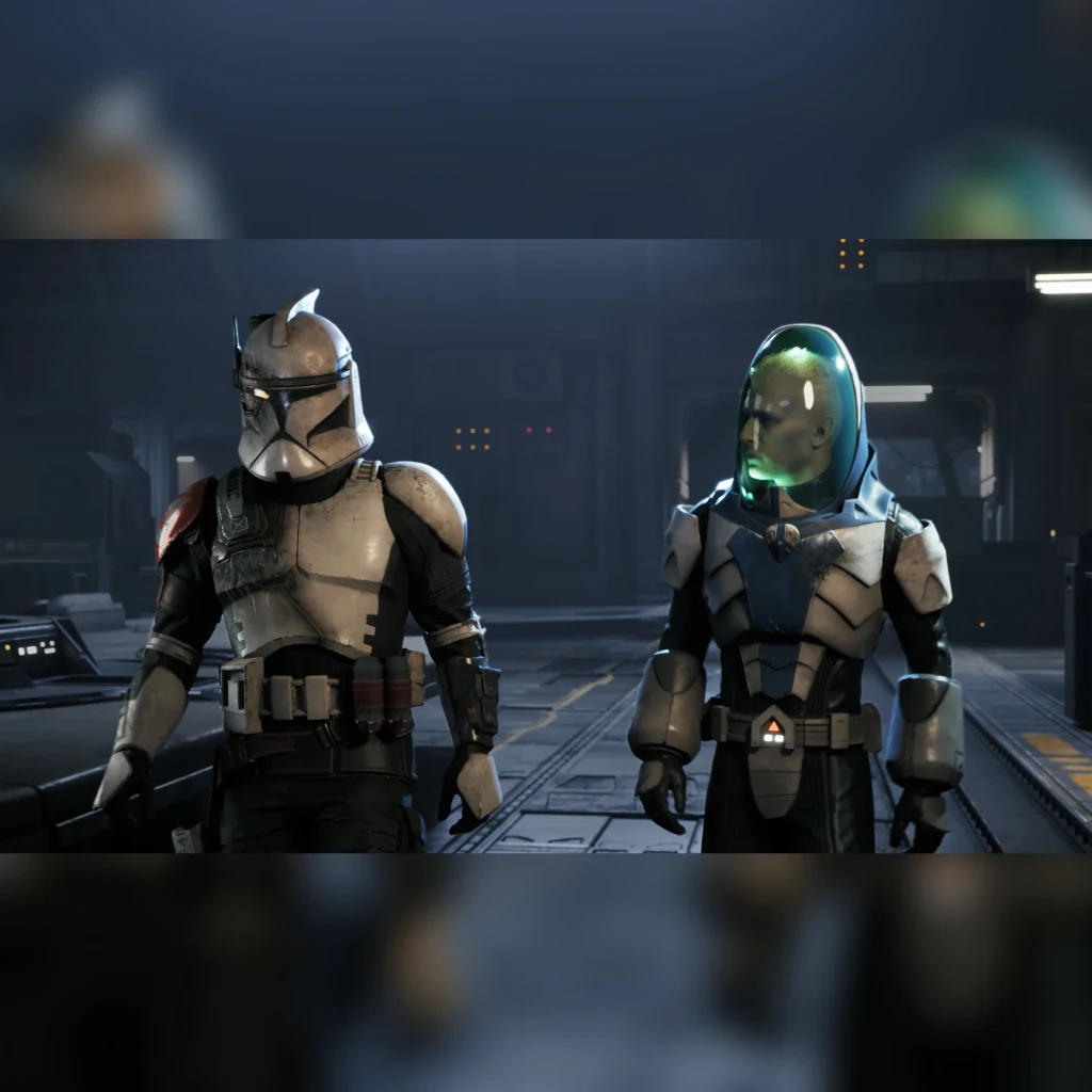 Videojuego Electronic Arts Star Wars Zero Company Xbox Series X en uso: dos personajes con armadura en escena táctica oscura