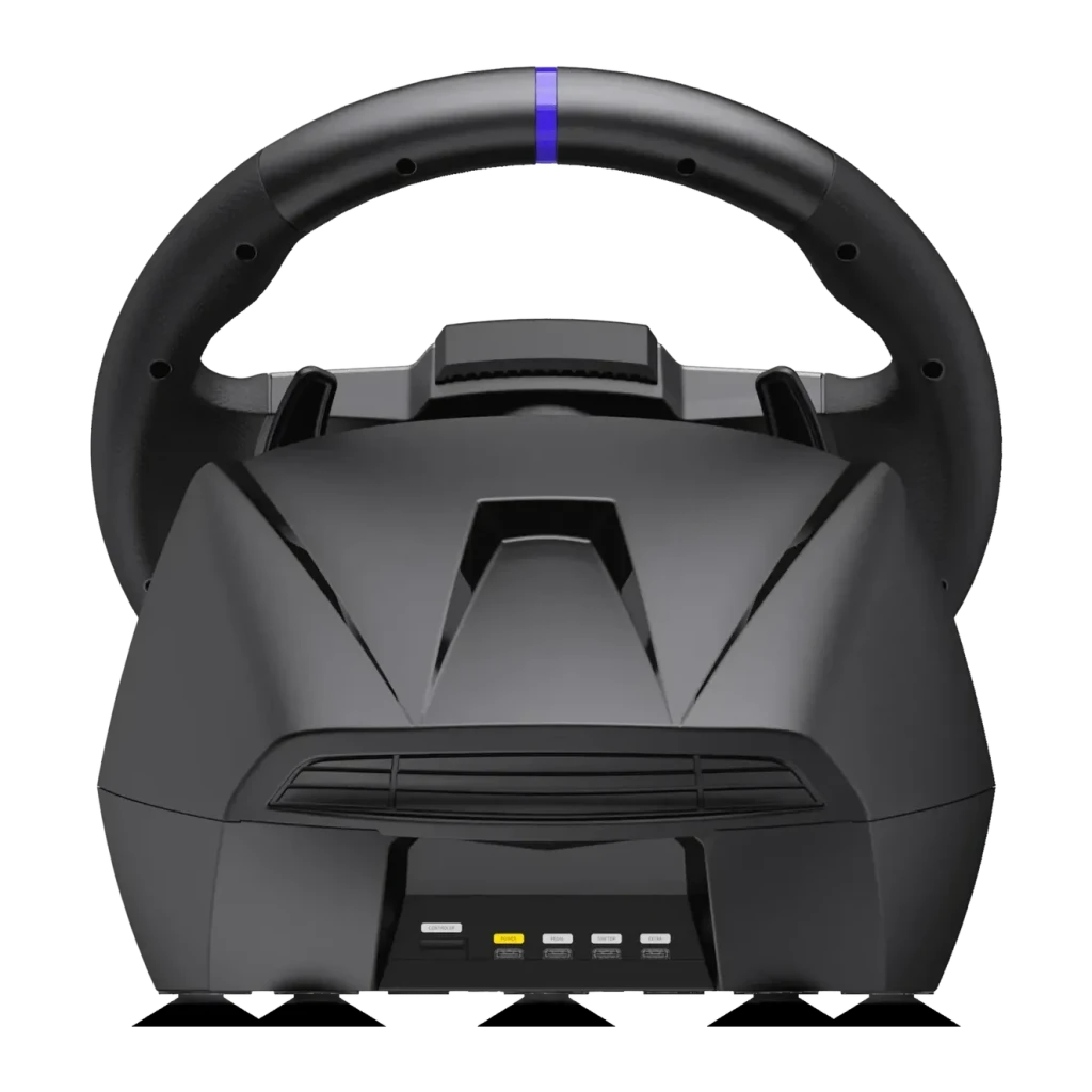 Volante gaming PXN V900 Gen2 Doble motor de vibración PC/Xbox/PS/Switch Negro, vista trasera: carcasa trasera con botones