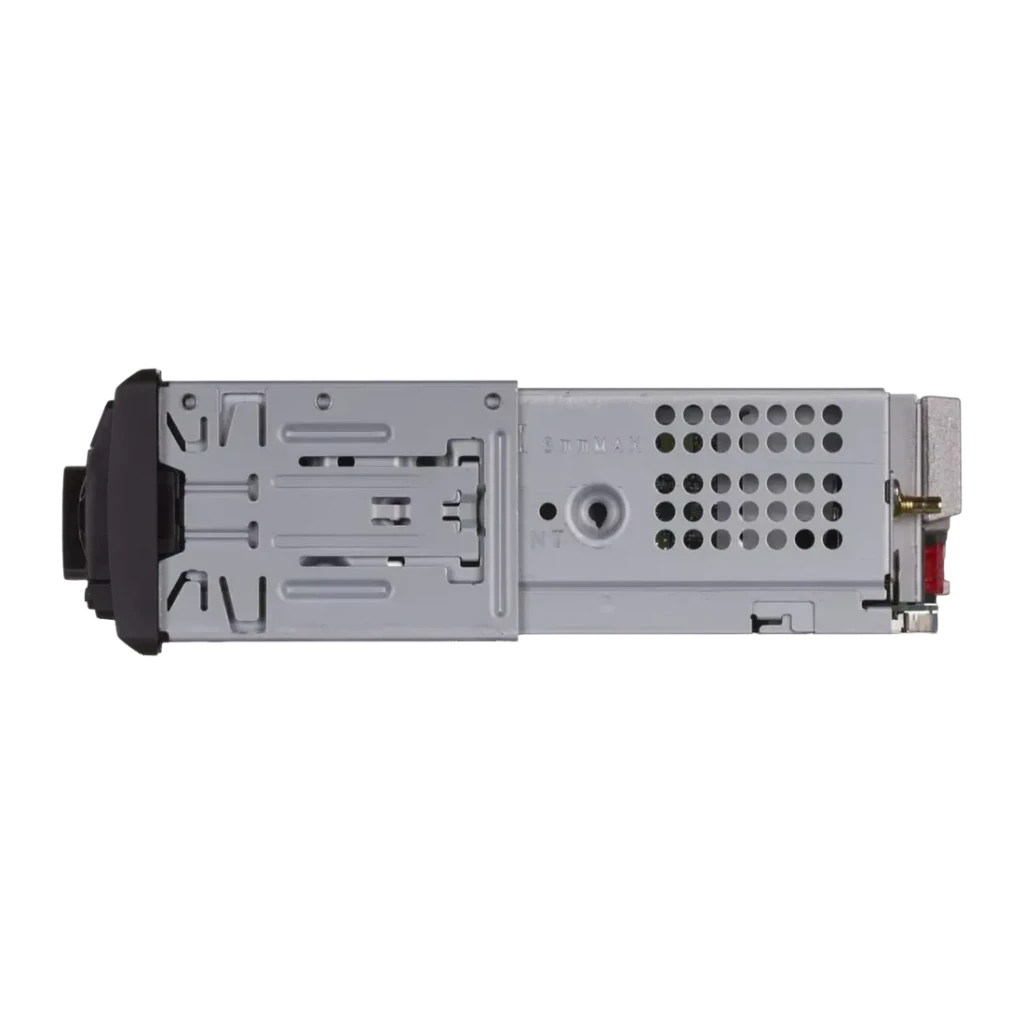 Autorradio Pioneer Negro 1 DIN Bluetooth MVH-S420DAB, detalle: vista trasera con carcasa metálica gris, rejilla