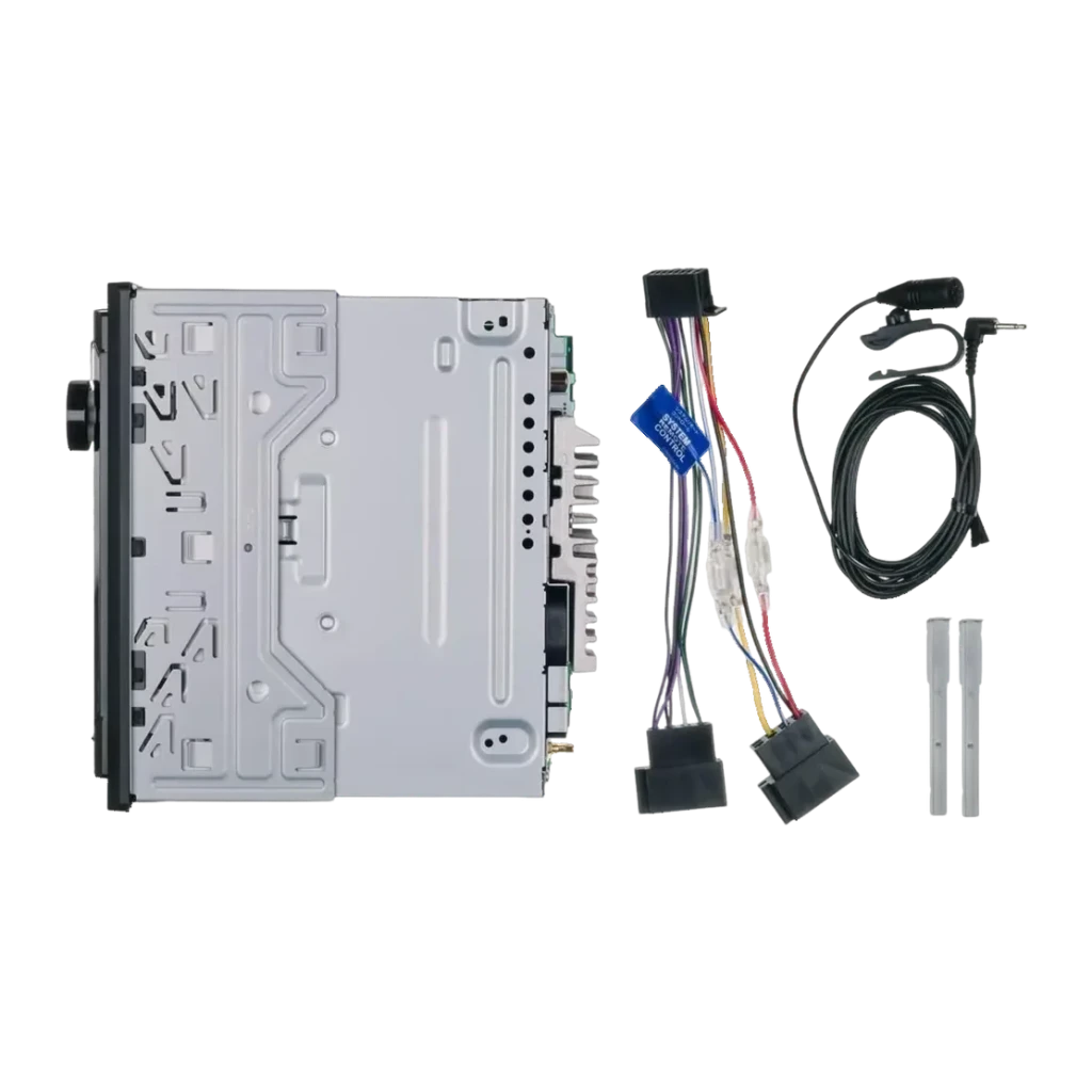 Autorradio Pioneer Negro 1 DIN Bluetooth MVH-S420DAB, detalle: parte trasera con chasis metálico, arnés de cables