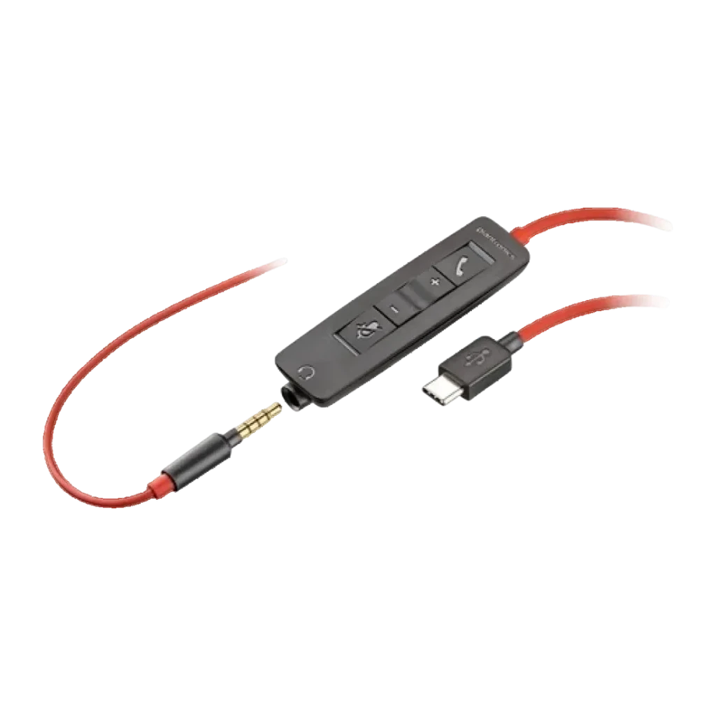 Auriculares Poly Blackwire 3215 Monaural USB-C Diadema / Jack 3,5mm Negro, detalle: controlador en línea con botones
