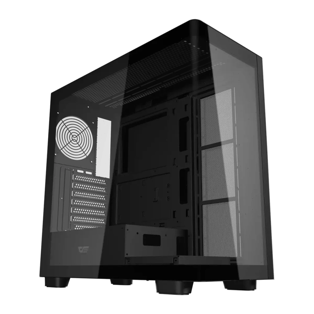 Caja PC Darkflash Cristal Templado Curvado ATX Mid Tower Negro DS900G, vista frontal: panel lateral curvo tintado